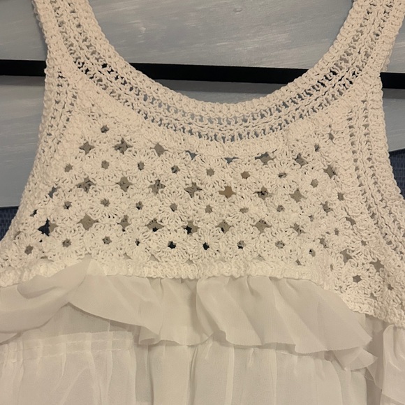POL White Crochet Ruffle Tank Top - Picture 3 of 5